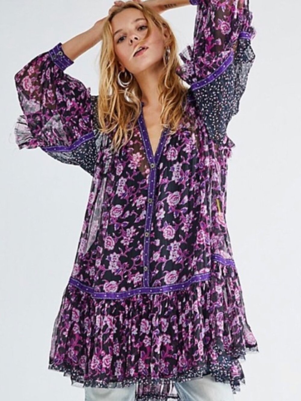 Free People Rosebud Print Mix Mini Dress – Size XS